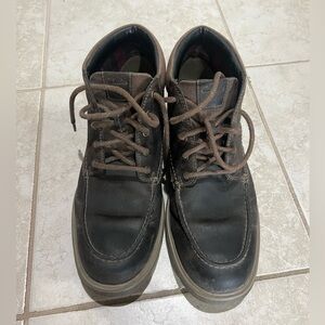 Clarks Men’s Brown Leather Chukka Boots Moc Toe Casual Lace-Up Size 8.5